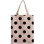 Polka Dots - Black on Almond Brown Zipper Classic Tote Bag