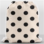 Polka Dots - Black on Almond Brown Drawstring Bag (Large)