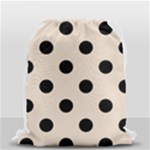 Polka Dots - Black on Almond Brown Drawstring Bag (Small)