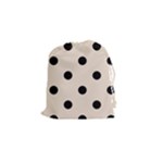 Polka Dots - Black on Almond Brown Drawstring Pouch (S)