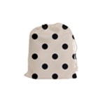 Polka Dots - Black on Almond Brown Drawstring Pouch (M)