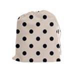 Polka Dots - Black on Almond Brown Drawstring Pouch (XL)