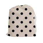 Polka Dots - Black on Almond Brown Drawstring Pouch (XXl)