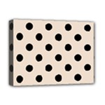 Polka Dots - Black on Almond Brown Deluxe Canvas 16  x 12  (Stretched)
