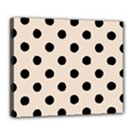 Polka Dots - Black on Almond Brown Deluxe Canvas 24  x 20  (Stretched)