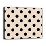 Polka Dots - Black on Almond Brown Canvas 14  x 11  (Stretched)