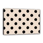 Polka Dots - Black on Almond Brown Canvas 18  x 12  (Stretched)