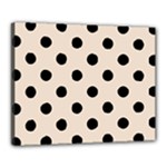 Polka Dots - Black on Almond Brown Canvas 20  x 16  (Stretched)