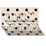 Polka Dots - Black on Almond Brown Happy Birthday 3D Greeting Card (8x4)