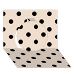 Polka Dots - Black on Almond Brown Circle 3D Greeting Card (7x5)