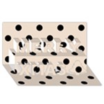 Polka Dots - Black on Almond Brown Merry Xmas 3D Greeting Card (8x4)