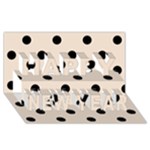 Polka Dots - Black on Almond Brown Happy New Year 3D Greeting Card (8x4)