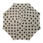 Polka Dots - Black on Almond Brown Golf Umbrella