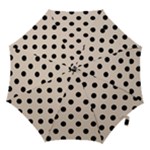 Polka Dots - Black on Almond Brown Hook Handle Umbrella (Medium)