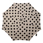Polka Dots - Black on Almond Brown Hook Handle Umbrella (Large)