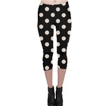 Polka Dots - Almond Brown on Black Capri Leggings