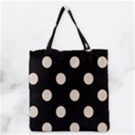 Polka Dots - Almond Brown on Black Grocery Tote Bag