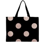Polka Dots - Almond Brown on Black Zipper Mini Tote Bag