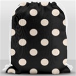 Polka Dots - Almond Brown on Black Drawstring Bag (Large)