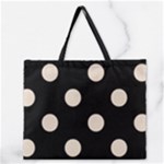 Polka Dots - Almond Brown on Black Zipper Large Tote Bag