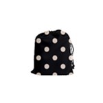 Polka Dots - Almond Brown on Black Drawstring Pouch (XS)