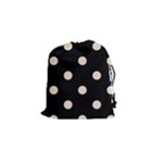 Polka Dots - Almond Brown on Black Drawstring Pouch (S)