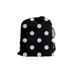 Polka Dots - Almond Brown on Black Drawstring Pouch (M)