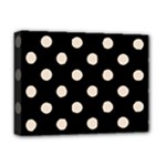 Polka Dots - Almond Brown on Black Deluxe Canvas 16  x 12  (Stretched)