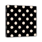 Polka Dots - Almond Brown on Black Mini Canvas 6  x 6  (Stretched)