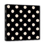 Polka Dots - Almond Brown on Black Mini Canvas 8  x 8  (Stretched)