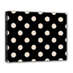 Polka Dots - Almond Brown on Black Canvas 14  x 11  (Stretched)