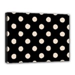 Polka Dots - Almond Brown on Black Canvas 16  x 12  (Stretched)
