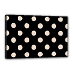 Polka Dots - Almond Brown on Black Canvas 18  x 12  (Stretched)