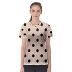 Polka Dots - Black on Pastel Brown Women s Sport Mesh Tee