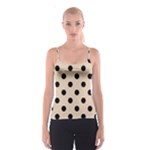Polka Dots - Black on Pastel Brown Spaghetti Strap Top