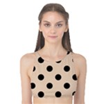 Polka Dots - Black on Pastel Brown Tank Bikini Top