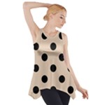 Polka Dots - Black on Pastel Brown Side Drop Tank Tunic