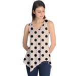 Polka Dots - Black on Pastel Brown Sleeveless Tunic
