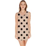 Polka Dots - Black on Pastel Brown Bodycon Dress
