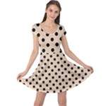 Polka Dots - Black on Pastel Brown Cap Sleeve Dress