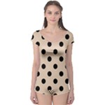 Polka Dots - Black on Pastel Brown Boyleg Leotard (Ladies)
