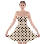 Polka Dots - Black on Pastel Brown Strapless Bra Top Dress