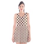 Polka Dots - Black on Pastel Brown Scoop Neck Skater Dress
