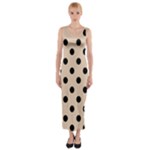 Polka Dots - Black on Pastel Brown Fitted Maxi Dress