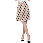 Polka Dots - Black on Pastel Brown A-Line Skirt