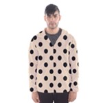 Polka Dots - Black on Pastel Brown Hooded Wind Breaker (Men)