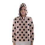 Polka Dots - Black on Pastel Brown Hooded Wind Breaker (Women)