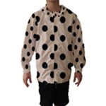 Polka Dots - Black on Pastel Brown Hooded Wind Breaker (Kids)