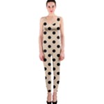 Polka Dots - Black on Pastel Brown OnePiece Catsuit