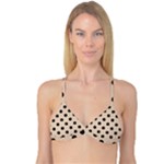 Polka Dots - Black on Pastel Brown Reversible Tri Bikini Top